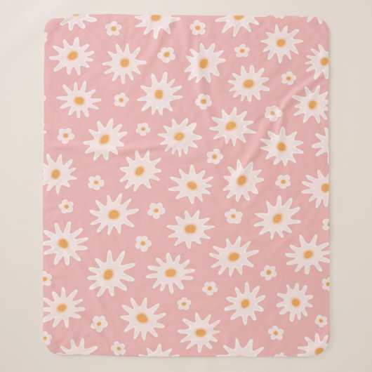 Daisy flowers seamless pattern. Floral backgrounda Sherpa Deken (Voorkant)