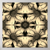 Daisy Flowers Spiegel Sepia Abstract Poster (Voorkant)
