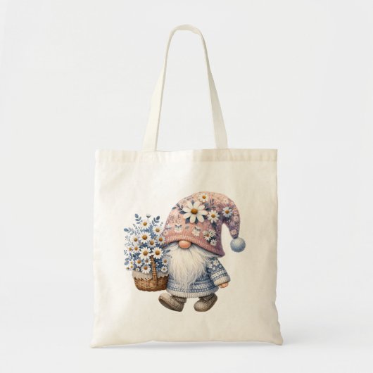 Daisy Flowers Springtime Gnome Gift Her Tote Bag (Voorkant)