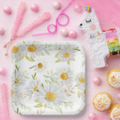 Daisy Flowers Verjaardagsfeestje Douche Wit Geel Papieren Bordje (Feest)