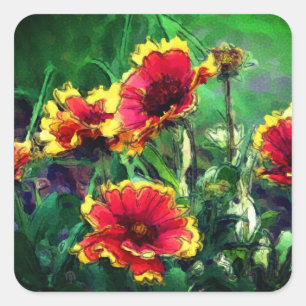 Daisy Flowers Watercolor Art Vierkante Sticker