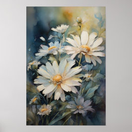 Daisy Flowers - Waterverf Bloemen Botanische Kunst Poster