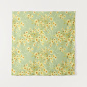 Daisy Flowers: Waterverf donker naadloos. Wandkleed (Voorkant (horizontaal))