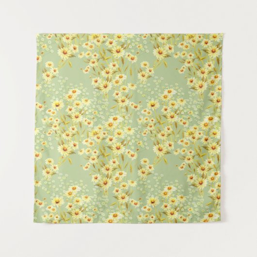 Daisy Flowers: Waterverf donker naadloos. Wandkleed (Voorkant)