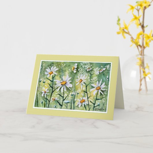  Daisy Flowers Waterverf Kaart (Gele Bloem)