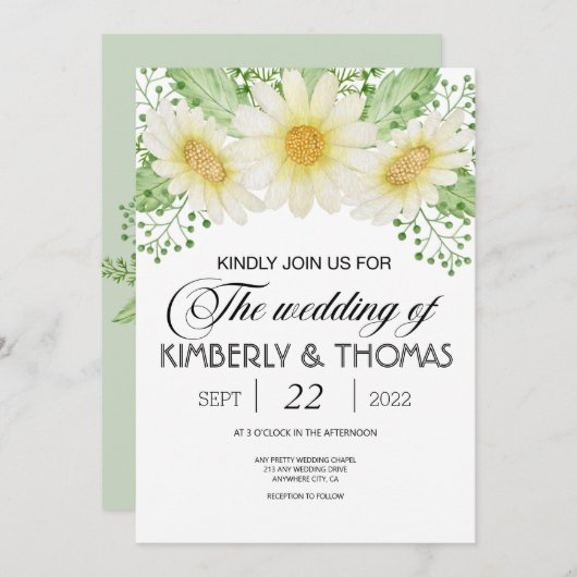 Daisy Flowers Waterverf Weddenschap (Voorkant / Achterkant)