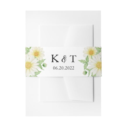 Daisy Flowers Wedding Belly Band Uitnodigingen Wikkel (Voorkant Voorbeeld)