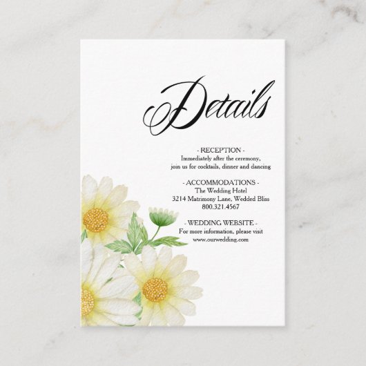 Daisy Flowers Wedding Enclosure Kaart (Voorkant)
