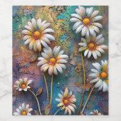 Daisy Flowers  Wildflower Floral Natuur Art Wijn Etiket (Enkel label)