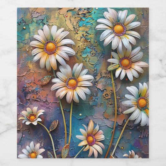 Daisy Flowers  Wildflower Floral Natuur Art Wijn Etiket (Enkel label)