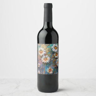 Daisy Flowers Wildflower Floral Natuur Art Wijn Etiket