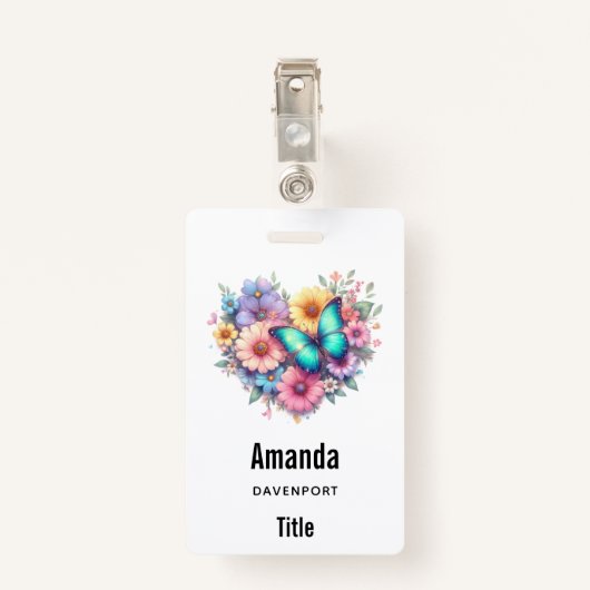 Daisy Flowers with a Beautiful Butterfly Badge (Achterkant met clip)