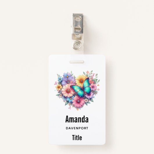 Daisy Flowers with a Beautiful Butterfly Badge (Voorkant met clip)