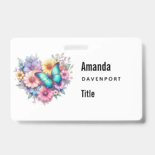 Daisy Flowers with a Beautiful Butterfly Badge (Front)