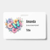 Daisy Flowers with a Beautiful Butterfly Badge (Back)