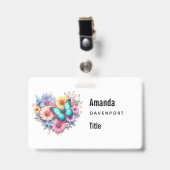 Daisy Flowers with a Beautiful Butterfly Badge (Front with Clip)