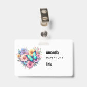 Daisy Flowers with a Beautiful Butterfly Badge (Back with Clip)