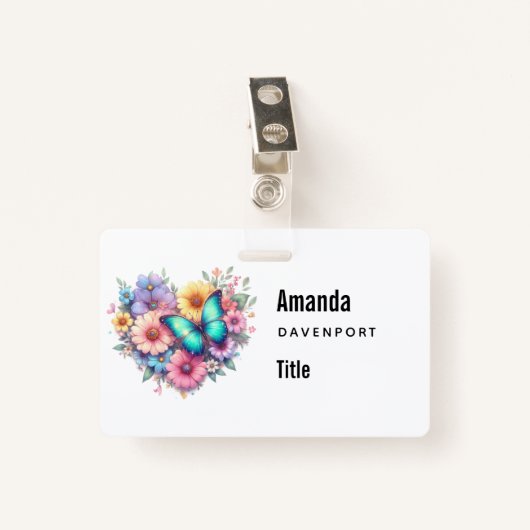 Daisy Flowers with a Beautiful Butterfly Badge (Voorkant met clip)