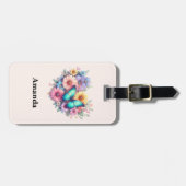 Daisy Flowers with a Beautiful Butterfly Bagagelabel (Voorkant horizontaal)