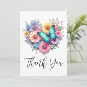 Daisy Flowers with a Beautiful Butterfly Bedankkaart (Staand voorkant)