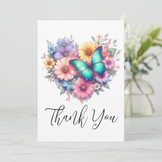 Daisy Flowers with a Beautiful Butterfly Bedankkaart (Staand voorkant)