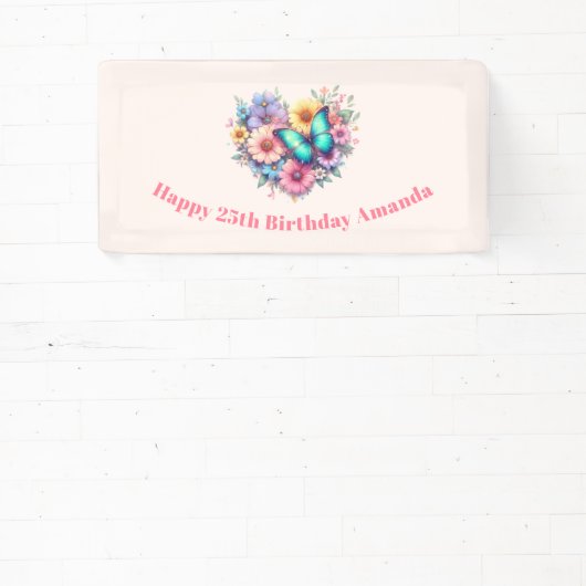 Daisy Flowers with a Beautiful Butterfly Birthday Spandoek (Insitu)