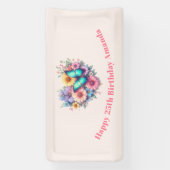 Daisy Flowers with a Beautiful Butterfly Birthday Spandoek (Verticaal)