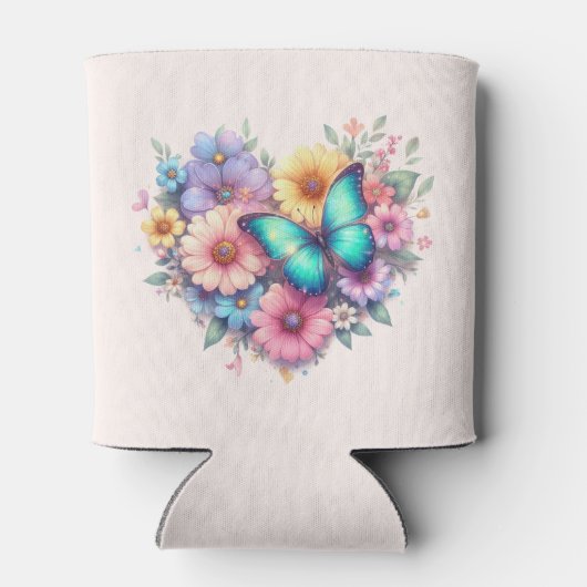 Daisy Flowers with a Beautiful Butterfly Blikjeskoeler (Achterkant)