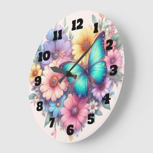 Daisy Flowers with a Beautiful Butterfly Grote Klok (Hoek)