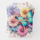 Daisy Flowers with a Beautiful Butterfly Inpakpapier Vel (In situ)