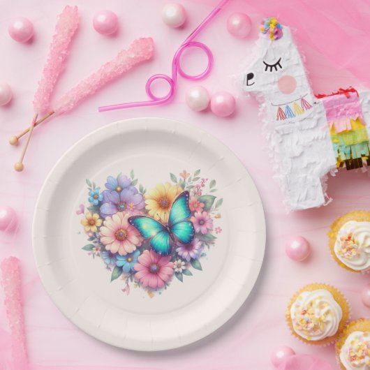 Daisy Flowers with a Beautiful Butterfly Papieren Bordje (Feest)