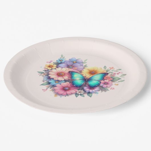 Daisy Flowers with a Beautiful Butterfly Papieren Bordje (Gekanteld)
