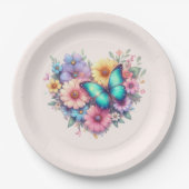 Daisy Flowers with a Beautiful Butterfly Papieren Bordje (Voorkant)