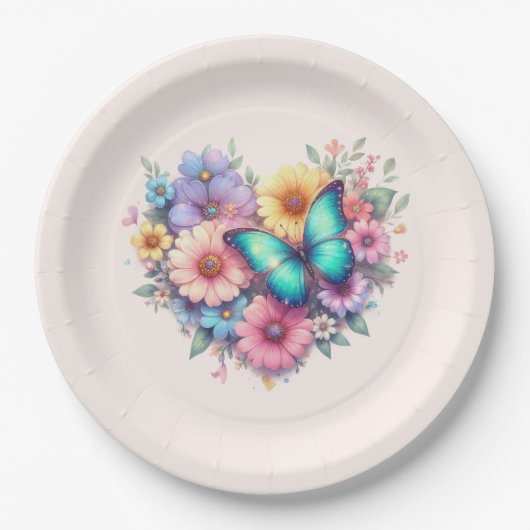 Daisy Flowers with a Beautiful Butterfly Papieren Bordje (Voorkant)