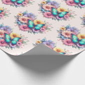 Daisy Flowers with a Beautiful Butterfly Pattern Cadeaupapier (Hoek)