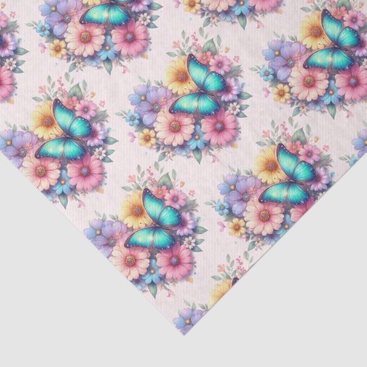 Daisy Flowers with a Beautiful Butterfly Pattern Tissuepapier (Detail)