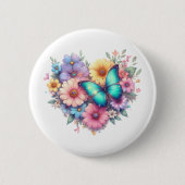 Daisy Flowers with a Beautiful Butterfly Ronde Button 5,7 Cm (Voorkant)