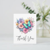 Daisy Flowers with a Beautiful Butterfly Thank You Briefkaart (Staand voorkant)