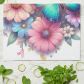 Daisy Flowers with a Beautiful Butterfly Theedoek (Gevouwen)