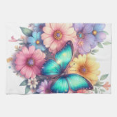 Daisy Flowers with a Beautiful Butterfly Theedoek (Horizontaal)
