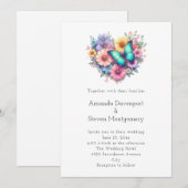 Daisy Flowers with a Beautiful Butterfly Wedding Kaart (Voorkant / Achterkant)