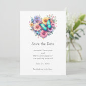 Daisy Flowers with a Beautiful Butterfly Wedding Save The Date (Staand voorkant)