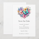 Daisy Flowers with a Beautiful Butterfly Wedding Save The Date (Voorkant / Achterkant)