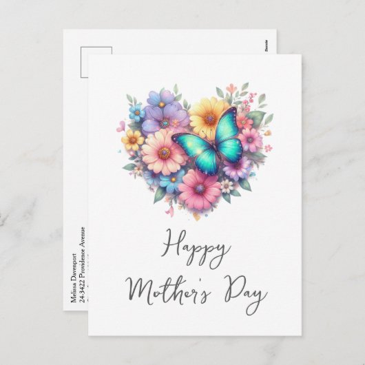 Daisy Flowers with a Blue Butterfly Mother's Day Feestdagenkaart (Voorkant / Achterkant)