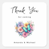 Daisy Flowers with a Blue Butterfly Thank You Vierkante Sticker (Voorkant)