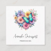 Daisy Flowers with a Blue Butterfly Vierkante Visitekaartje (Voorkant)