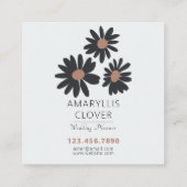 Daisy Flowers Zwart Roze Bloemen Patroon Vierkante Visitekaartje (Achterkant)