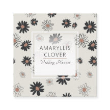 Daisy Flowers Zwart Roze Bloemen Patroon