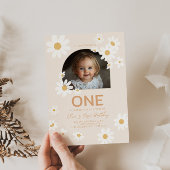 Daisy Foto Eerste Verjaardag Uitnodigen Kaart