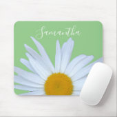 Daisy Foto Groen Elegant Wit Script Muismat (Met muis)